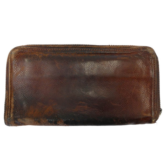 CHROME HEARTS クロムハーツ(原本無) REC F ZIP 3 セメタリー クロスパッチ ラウンドファスナー ウォレット ダークブラウン系【中古】