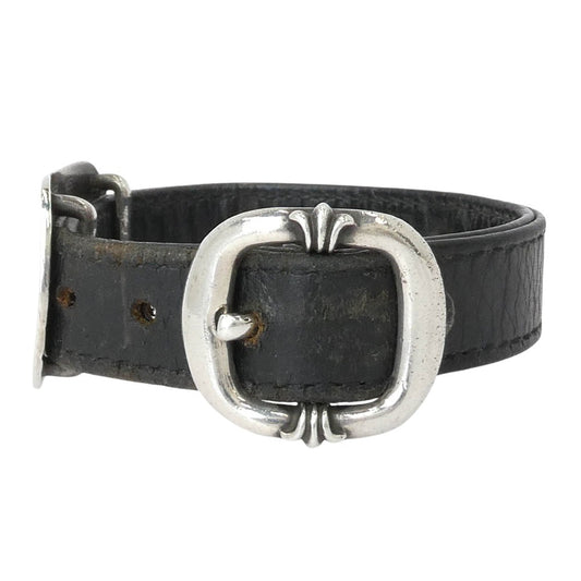 CHROME HEARTS クロムハーツ(原本無) GUNSLINGER CUT OUT カットアウト クロスドッグタグ ガンスリンガー レザー ブレスレット ブラック系 シルバー系 9【中古】