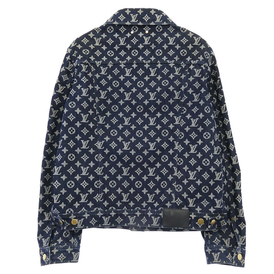 LOUIS VUITTON ルイ・ヴィトン 18AW HFA01WGU0 POP UP STORE限定 MONOGRAM DENIM JACKET モノグラム デニムジャケット インディゴブルー系 ホワイト系 54【中古】