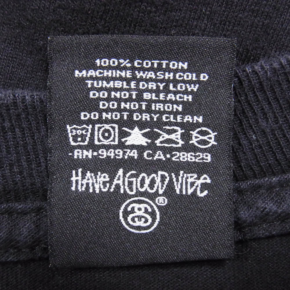 STUSSY ステューシー 【フェイクバスターズ鑑定済】2010 サッカーW杯記念 エンブレム ロングスリーブ 長袖 Tシャツ カットソー ブラック系 M【中古】