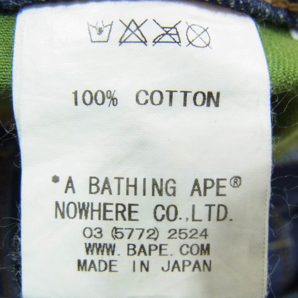 A BATHING APE アベイシングエイプ BAPSTA バックスター 刺繍 インディゴ デニム パンツ インディゴブルー系 XS【中古】