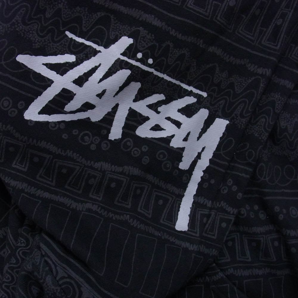 STUSSY ステューシー ストックロゴ 総柄トムトム柄 ジップ アップ フーディー パーカー ブラック系 M【中古】