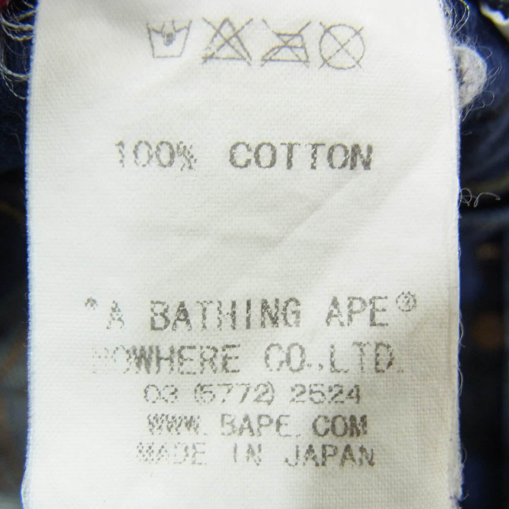 A BATHING APE アベイシングエイプ NIGO期 BAPSTA バックスター 刺繍 インディゴ デニム パンツ インディゴブルー系 S【中古】