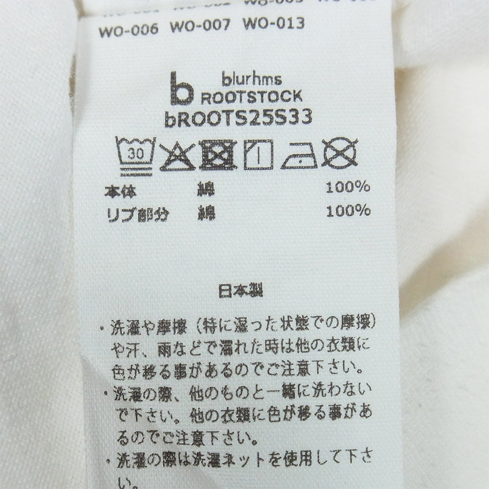 blurhms ROOTSTOCK ブラームスルーツストック COAL Print Tee 半袖 Tシャツ カットソー ホワイト系 2【中古】