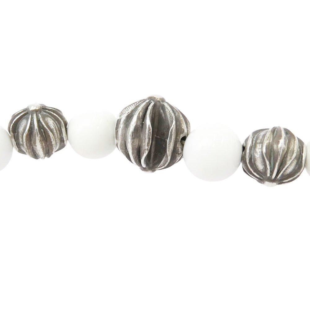 CHROME HEARTS クロムハーツ(原本無) 8mm BEAD ビーズ ブレスレット ホワイト系 シルバー系【中古】