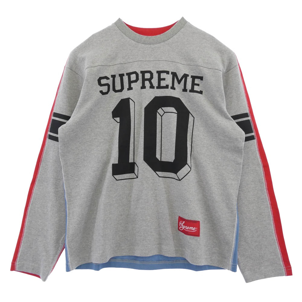 Supreme シュプリーム Split L/S Football Top スプリット フットボール トップ スウェット 長袖 Tシャツ グレー系 S【極上美品】【中古】 Supreme シュプリーム Split L/S Football Top スプリット