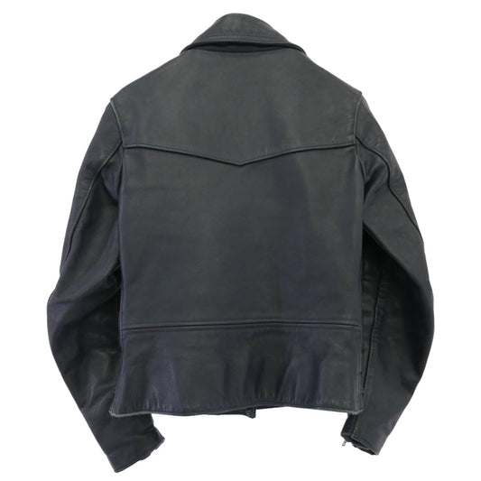 トリプルシックス イングランド製 レディース ステアハイド レザー ダブルライダース ジャケット ネイビー系 32【中古】