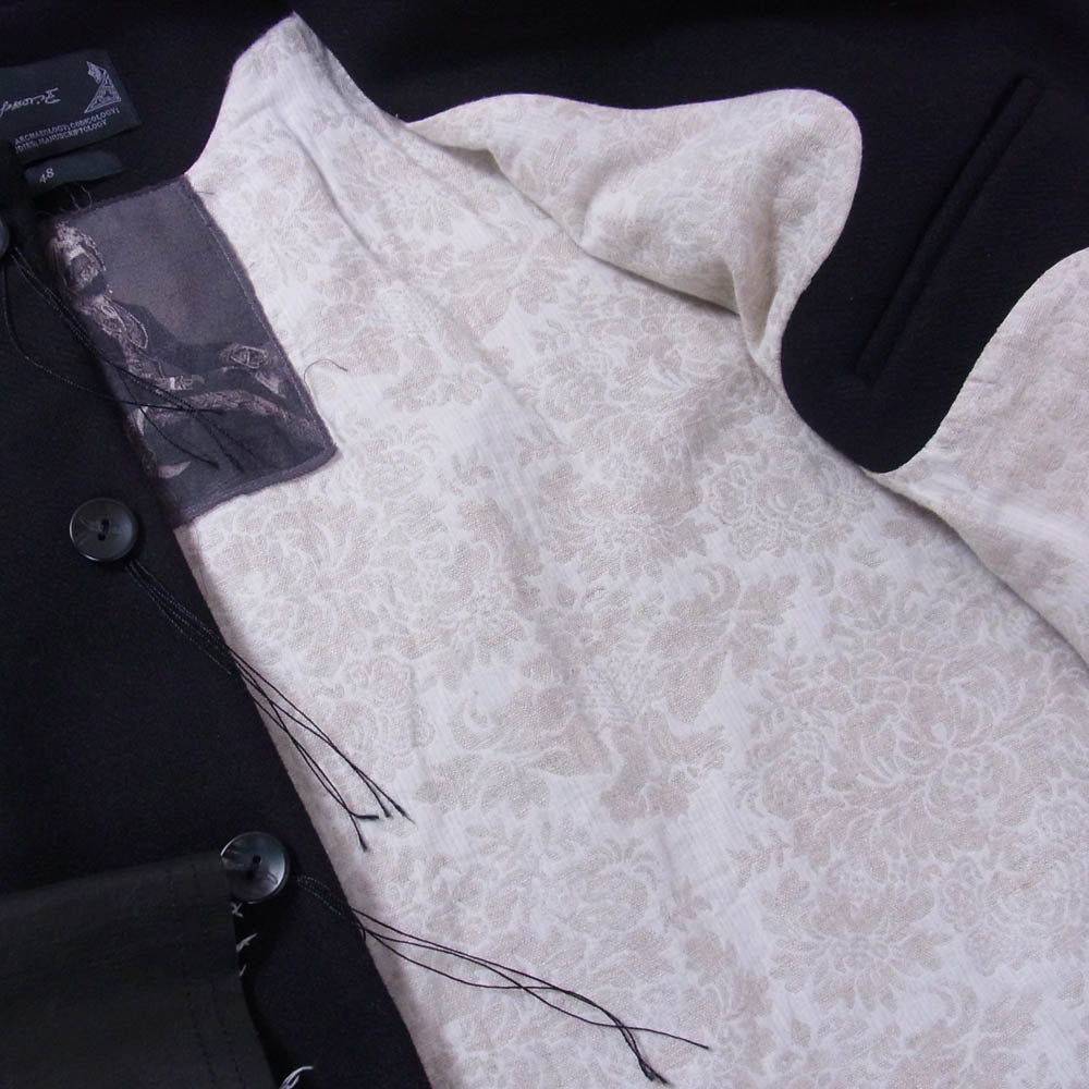 プロフェッサーイー 21AW 21FW-PE-JKT-10 Varsity Jkt Stadium Jacket ウール混 袖レザー 裏地総柄 バーシティ スタジアム ジャケット スタジャン ブラック系 48【中古】