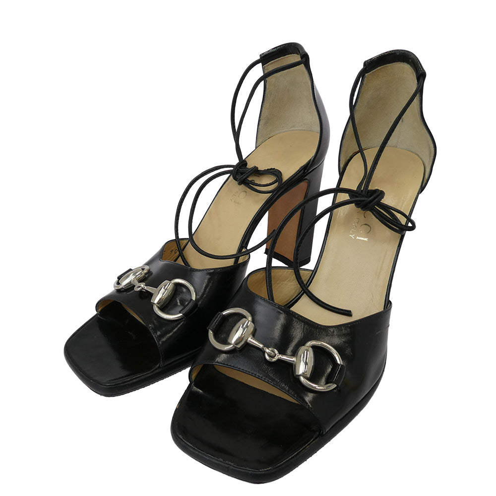 GUCCI グッチ 106 2167 ホースビット ハイヒール サンダル ブラック系