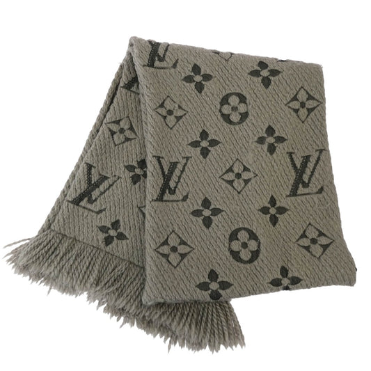 LOUIS VUITTON ルイ・ヴィトン 413287 エシャルプ ロゴマニア シルク混 マフラー グレー系【中古】