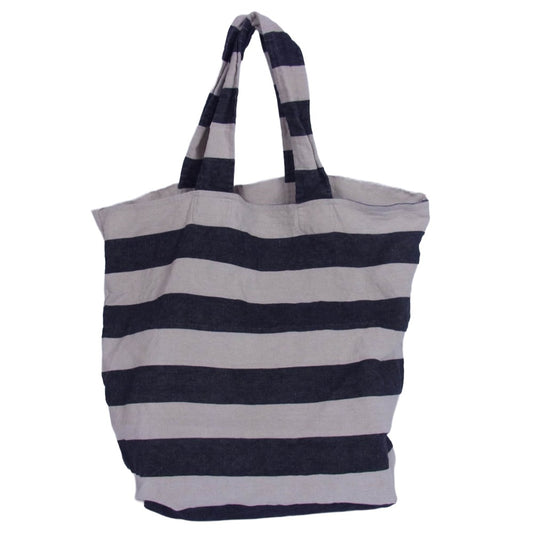 ダニエラグレジス リネン100% ボーダー トートバッグ ブラック系【中古】