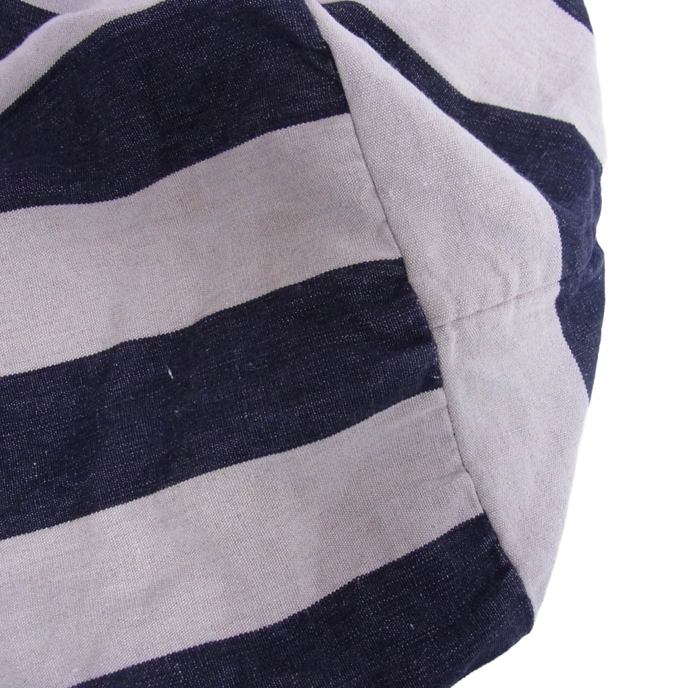 ダニエラグレジス リネン100% ボーダー トートバッグ ブラック系【中古】