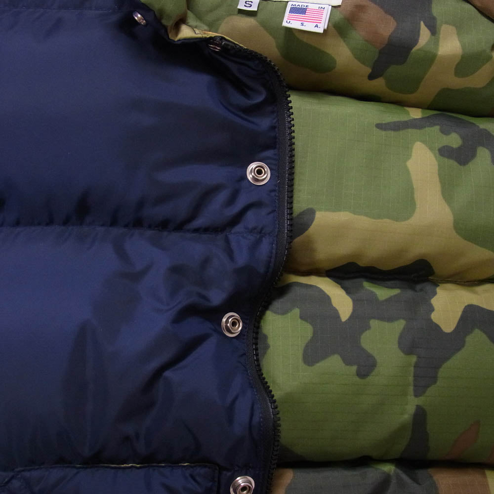 Crescent Down Works クレセントダウンワークス USA製 ダブルジップ ダウン ベスト ネイビー系 S【中古】