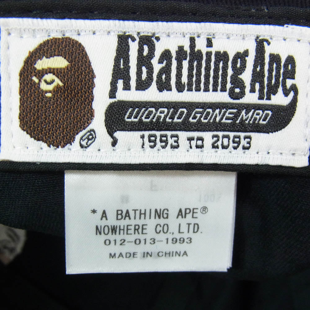 A BATHING APE アベイシングエイプ 001GDM201001H ロゴ刺繍 コットン キャップ 帽子 ブラック系【新古品】【未使用】【中古】
