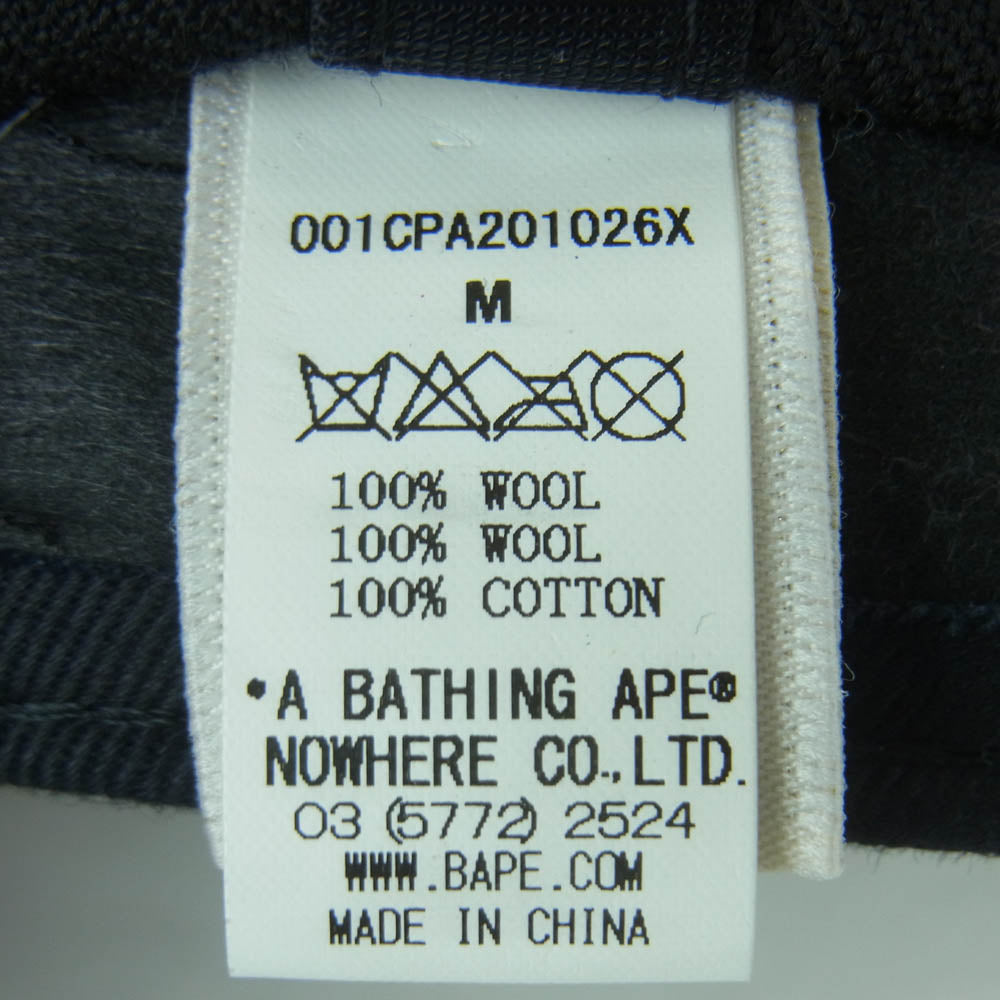A BATHING APE アベイシングエイプ 001CPA201026X NEW ERA ニューエラ BAPSTA ベイプ スター 刺繍 ウール キャップ 帽子 ブラック系 M 57.7cm【中古】