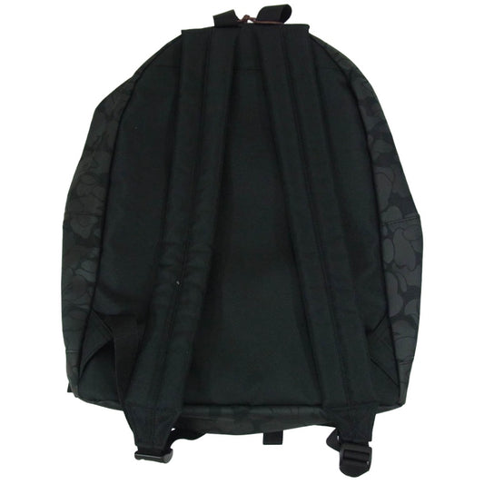 A BATHING APE アベイシングエイプ 001GDM201002H 猿迷彩 サルカモ 総柄 フェイス ロゴ プリント バックパック リュック ブラック系【極上美品】【中古】