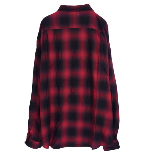 MINEDENIM マインデニム MND-TSK001-17-022 x CDL TOKYO Rayon Ombre Check Loose Work レーヨン オンブレ チェック 開襟 オープンカラー 長袖 シャツ レッド系 2【美品】【中古】