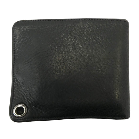 CHROME HEARTS クロムハーツ(原本無) 1SNAP 1スナップ クロスボール レザー ウォレット 二つ折り財布 ブラック系 シルバー系【中古】