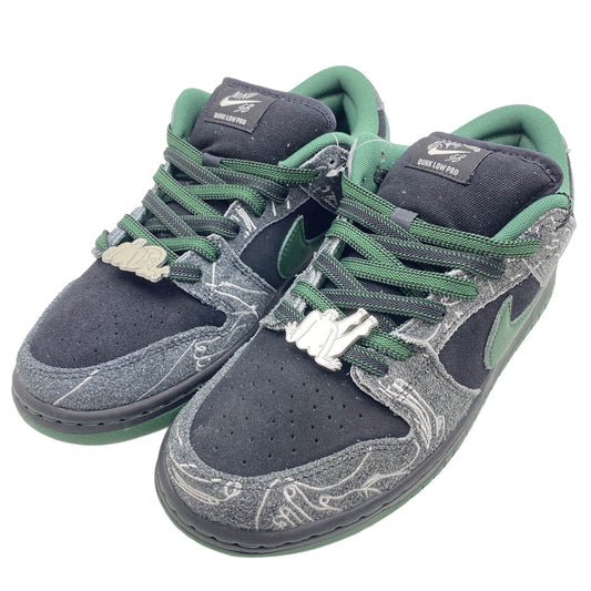 NIKE ナイキ HF7743-001 × There Skateboards ゼアスケートボード SB Dunk Low Pro Anthracite and Gorge Green ダンク ロー プロ ローカットスニーカー ブラック系 グリーン系 27cm【極上美品】【中古】