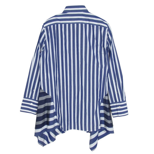 Y's Yohji Yamamoto ワイズ ヨウジヤマモト YT-B41-830 TAKESHI KOSAKA ロンドンストライプ メッシュレイヤード アシンメトリー 切替 シャツ ブルー系 2【中古】