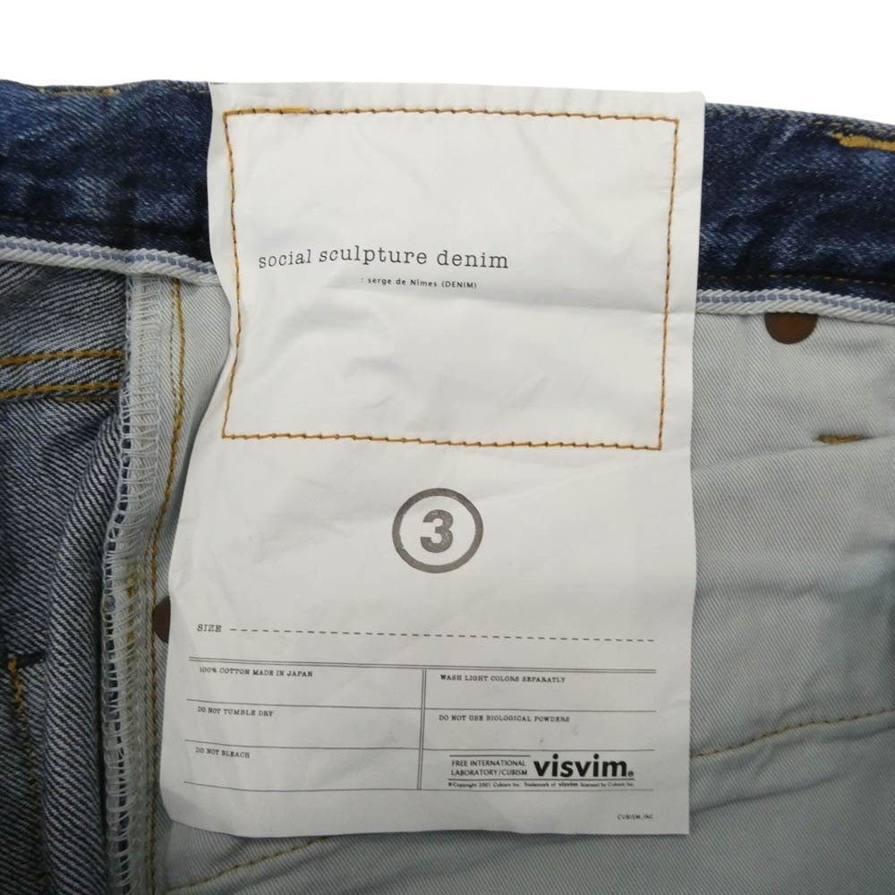 VISVIM ビズビム 24AW 0124205005012 0124205005012 SOCIAL SCULPTURE 11 DRY-24 ペンキ ウォッシュ ダメージ 加工 ボタンフライ ジーンズ デニム パンツ インディゴブルー系 3【極上美品】【中古】