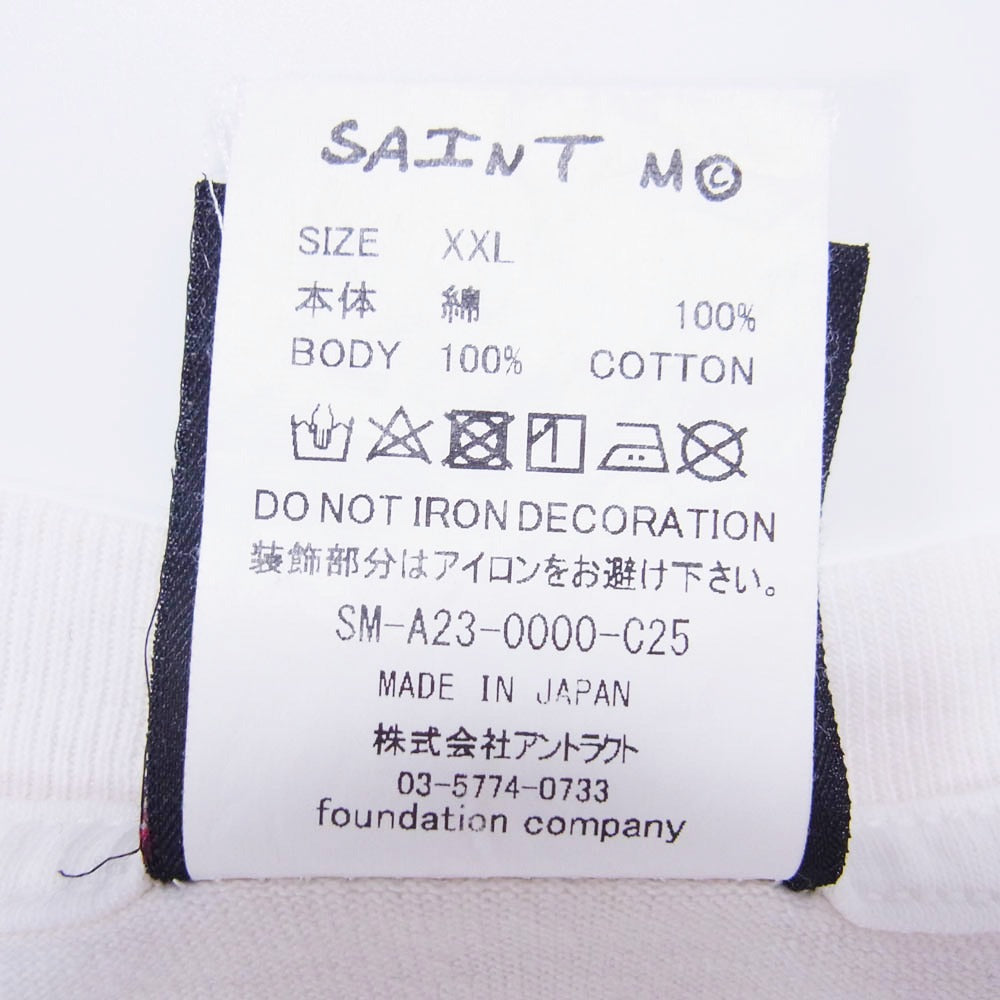 SAINT MICHAEL セントマイケル 23AW SM-A23-0000-C25 DSNY_SS TEE MAD HATTER アリスインワンダーランド マッドハッター プリント 半袖 Tシャツ ホワイト系 XXL【中古】