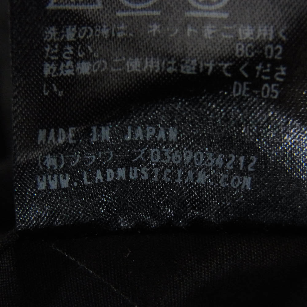 LAD MUSICIAN ラッドミュージシャン 2224-104 DIAGONAL BIG SHIRT ダイアゴナル ビッグ 長袖 バンドカラー シャツ ブラック系 44【中古】