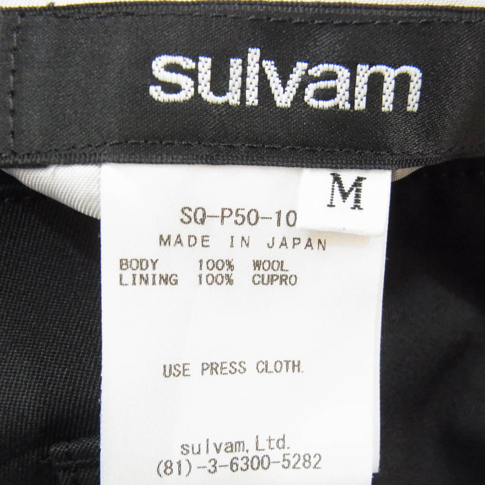 sulvam サルバム SQ-P50-100 Classic pants ウール ワイド クラシック スラックス パンツ ブラック系 M【中古】