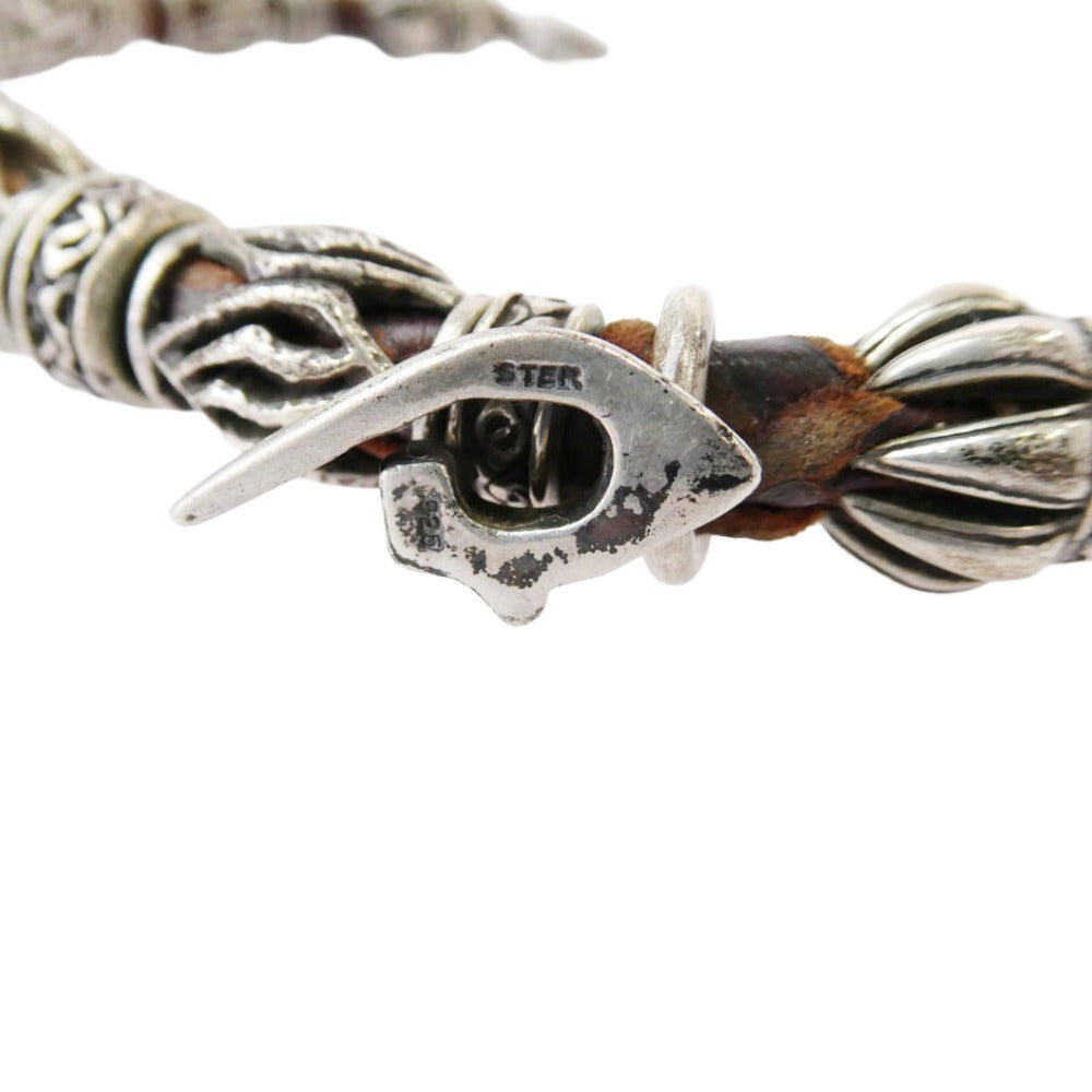 NAGUAL ナグァール レザー×シルバー925 Tバー ブレスレット シルバー系 ブラウン系【中古】