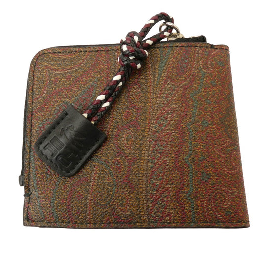 ETRO エトロ 総柄 ペイズリー レザー 2つ折り財布 マルチカラー系【極上美品】【中古】