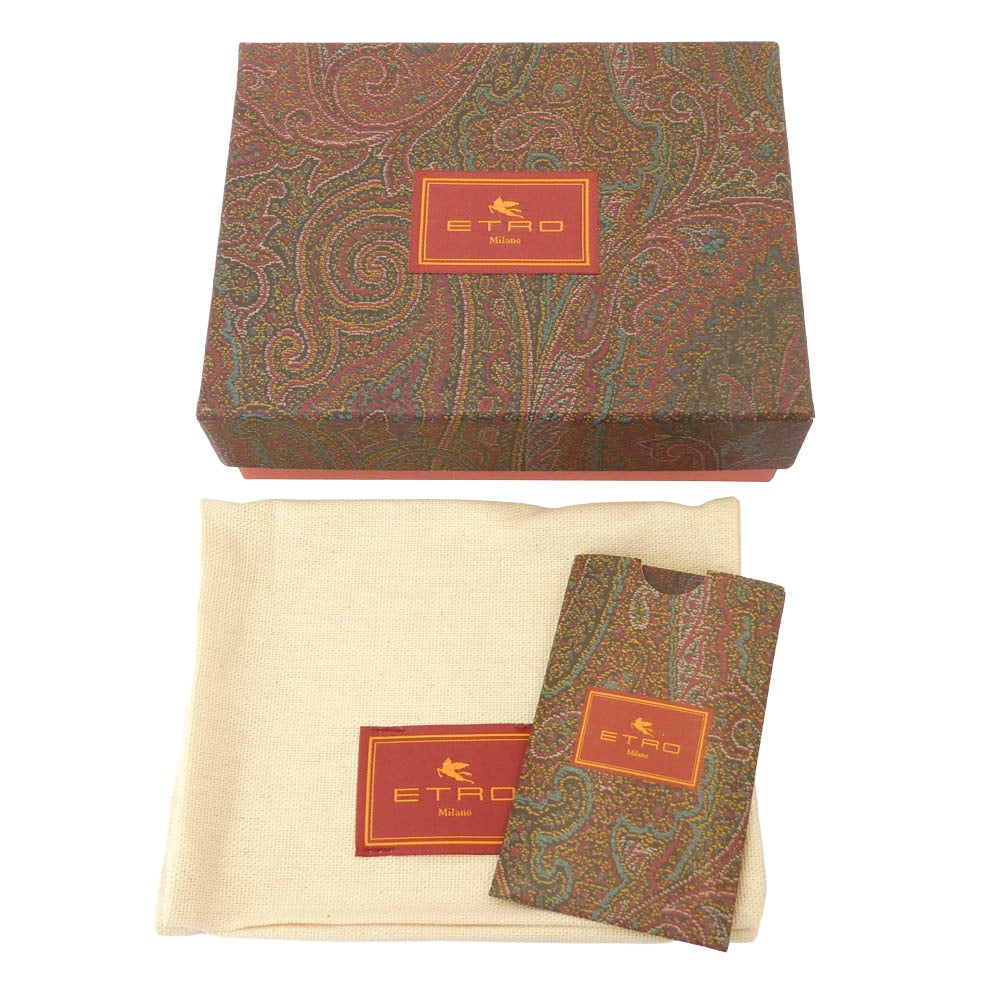 ETRO エトロ 総柄 ペイズリー レザー 2つ折り財布 マルチカラー系【極上美品】【中古】