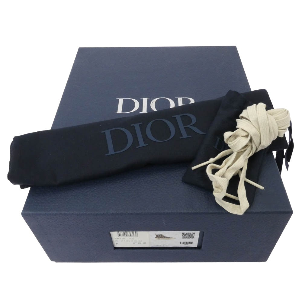 Christian Dior クリスチャンディオール 3SH129Z0Y B23 オブリーク ロゴ 総柄 ハイカット スニーカー シルバー系 ネイビー系 オレンジ系 41【極上美品】【中古】