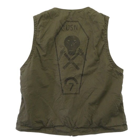 FREEWHEELERS フリーホイーラーズ CIVILIAN MILITARY STYLE CLOTHING DECK VEST カスタム プリント デッキベスト カーキ系 40【中古】