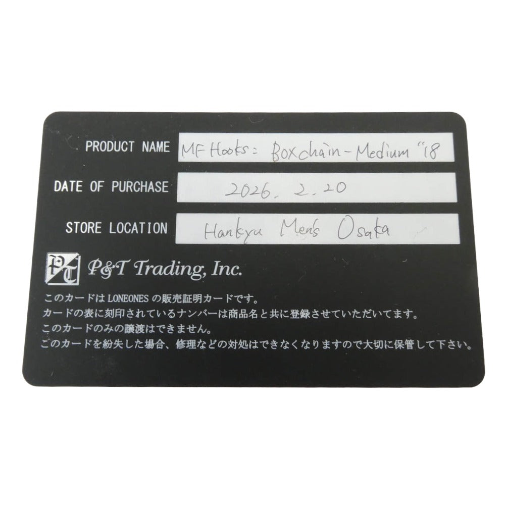 LONE ONES ロンワンズ ギャランティカード付属 メイティングフライト フック ボックス チェーン M 18インチ チェーン シルバー系【美品】【中古】