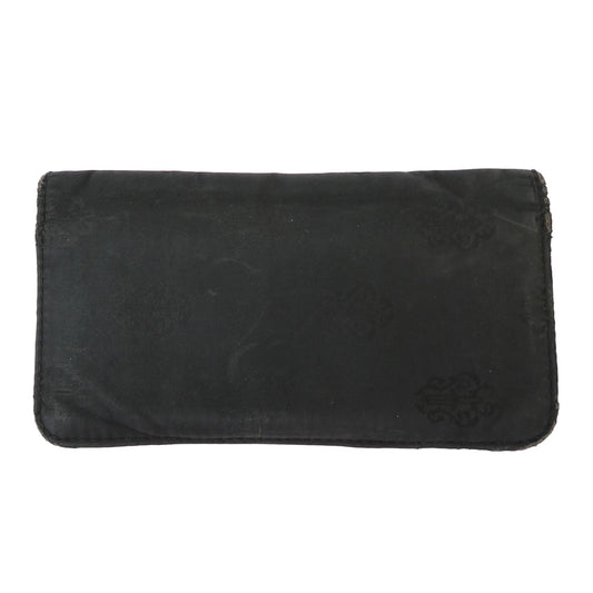 CHROME HEARTS クロムハーツ(原本無) スクロールラベル ナイロンウォレット 札入れ 長財布 ブラック系 シルバー系【中古】