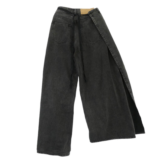 MAISON MARGIELA メゾンマルジェラ 24SS S62LB0163 MM6 エムエムシックス アシンメトリー ベルト ドローコード 5ポケット ワイド ジーンズ デニム パンツ ブラック系 24【中古】