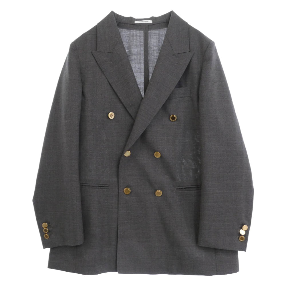 クチュールドアダム COUTURE D'ADAM 23SS 23SS-007 ピークドラペル 金ボタン ダブル ウール テーラード ジャケット グレー系 38【中古】 クチュールドアダム 23SS 23SS-007 ピークドラペル 金ボタン ダブル