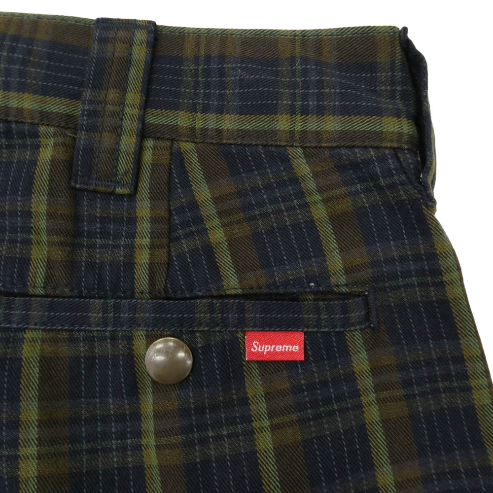 Supreme シュプリーム 23SS Work Pant navy plaid プレイドチェック ワークパンツ ネイビー系 ブラウン系 32【極上美品】【中古】