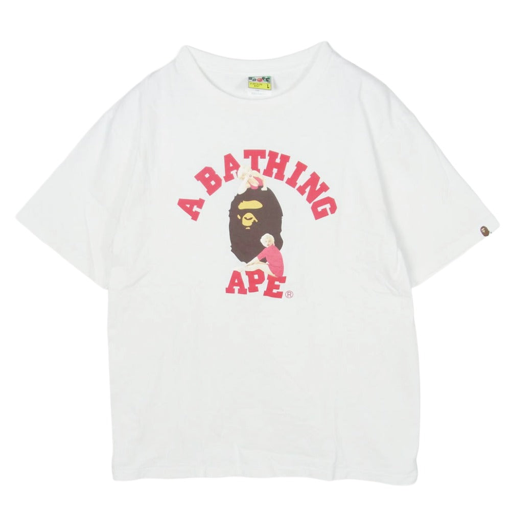 アベイシングエイプtシャツLサイズ A BATHING APE ハンドプリント APE