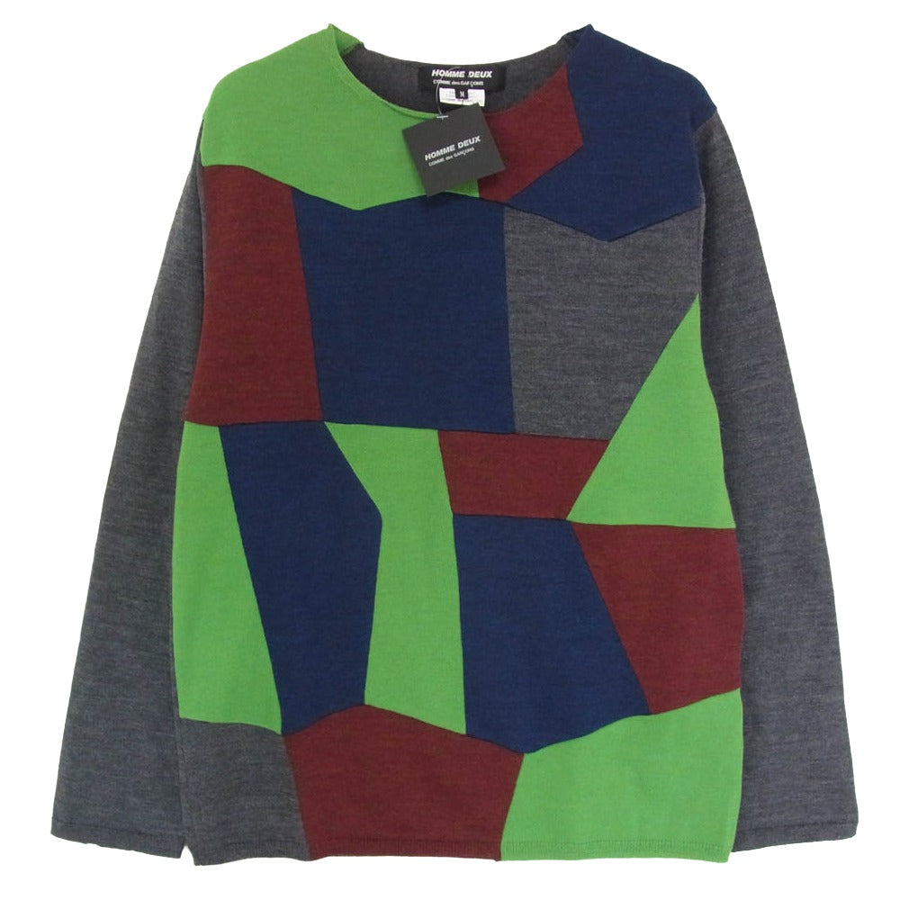 COMME des GARCONS HOMME DEUX コムデギャルソンオムドゥ 25AW DP-N002-051 WOOL PATCHWORK KNIT ウール パッチワーク ニット マルチカラー系 M【極上美品】【中古】 COMME des GARCONS HOMME DEUX コムデギャルソンオムドゥ 25AW DP-N002