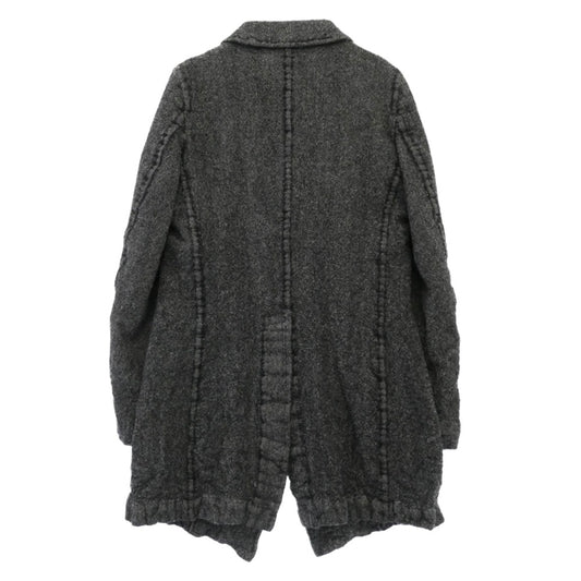 COMME des GARCONS HOMME DEUX コムデギャルソンオムドゥ 25AW DP-C002-051 製品加工ウール縮絨 ジップアップ ロングコート ジャケット グレー系 XS【極上美品】【中古】