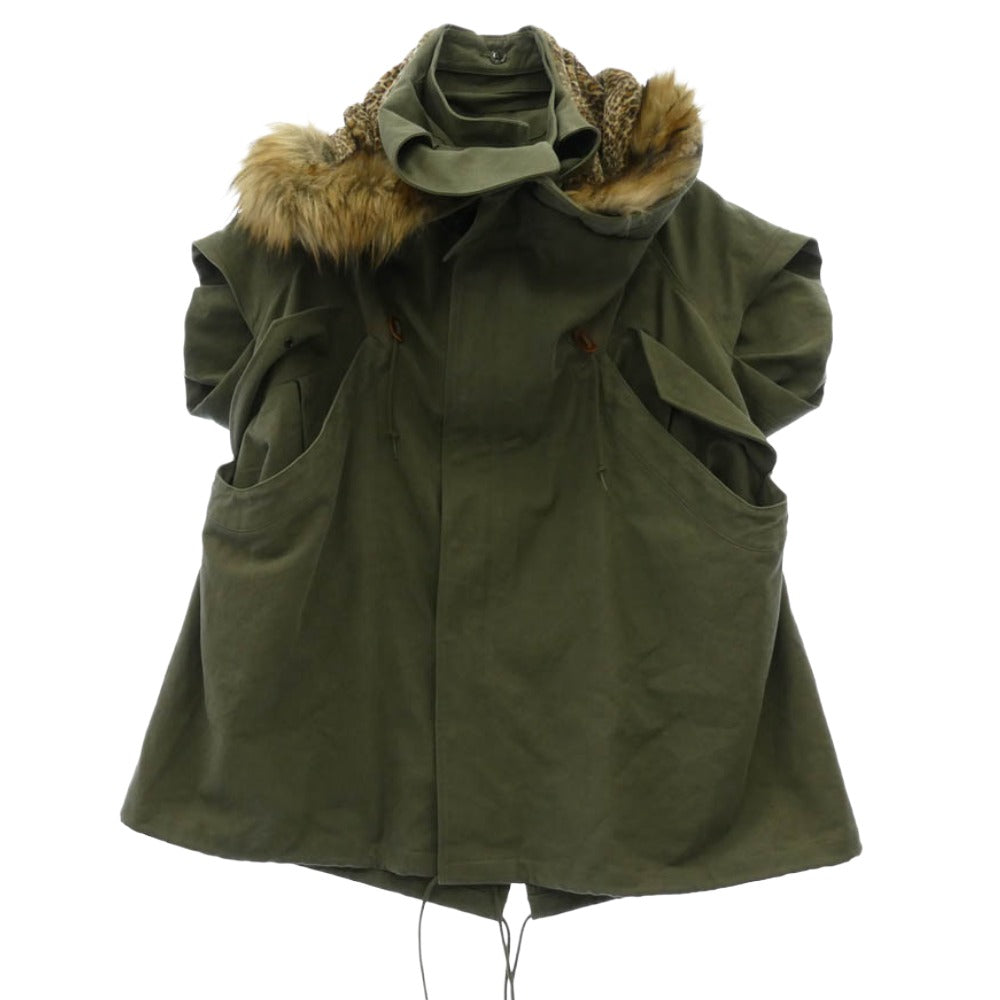 JUNYA WATANABE COMME des GARCONS ジュンヤワタナベコムデギャルソン 17aw JT-C005 レオパードファー  モッズコート モスグリーン系 M【中古】 JUNYA WATANABE COMME des GARCONS ジュンヤワタナベコムデギャルソン