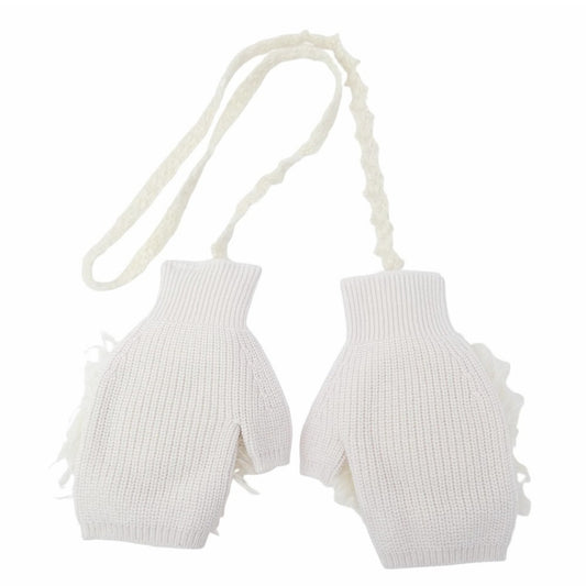 tao COMME des GARCONS タオ コムデギャルソン 25AW TP-N004 BATONER バトナー ウールニットグローブ 手袋 ホワイト系【極上美品】【中古】