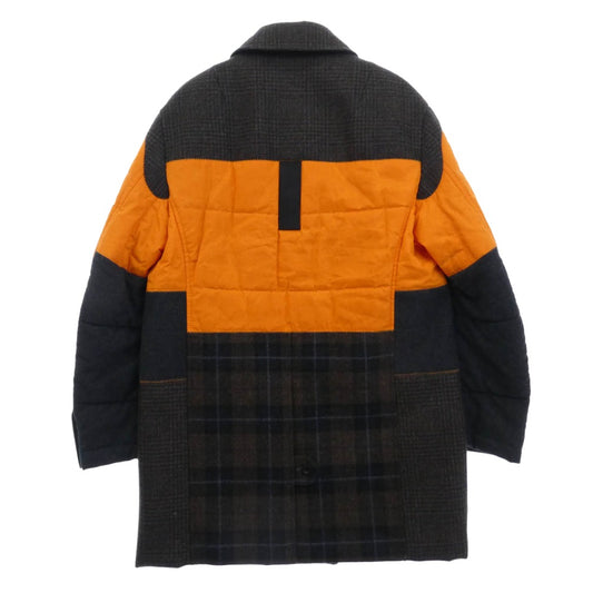 JUNYA WATANABE COMME des GARCONS MAN ジュンヤワタナベコムデギャルソンマン 25AW WP-C005 Wネーム ドッキング パッチワーク コート ジャケット オレンジ系 マルチカラー系 S【極上美品】【中古】