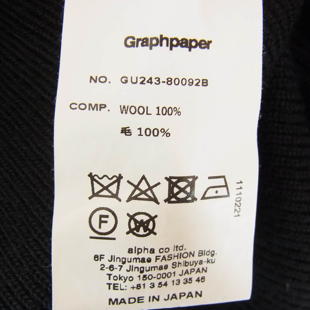 GRAPHPAPER グラフペーパー 24AW GU243-80092B High Density Crew Neck Knit ハイ デンシティ クルーネック 長袖 ニット ブラック系 1【中古】