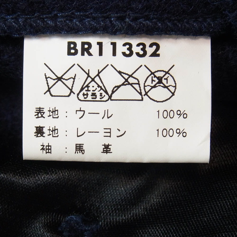 Buzz Rickson's バズリクソンズ BR11332 USN FLIGT INSTRUCTOR JACKET 馬革 レザー袖切替 アメリカ海軍 フライト インストラクター ジャケット ネイビー系 L【中古】