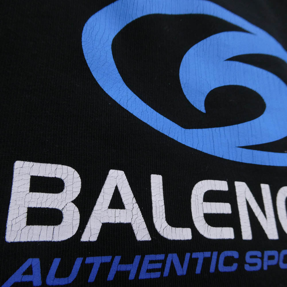BALENCIAGA バレンシアガ 24SS 761458 TPVU7 Surfer Round Hoodie サーファー ラウンド ロゴプリント ダメージ加工 プルオーバー パーカー フーディー ブラック系 3【極上美品】【中古】