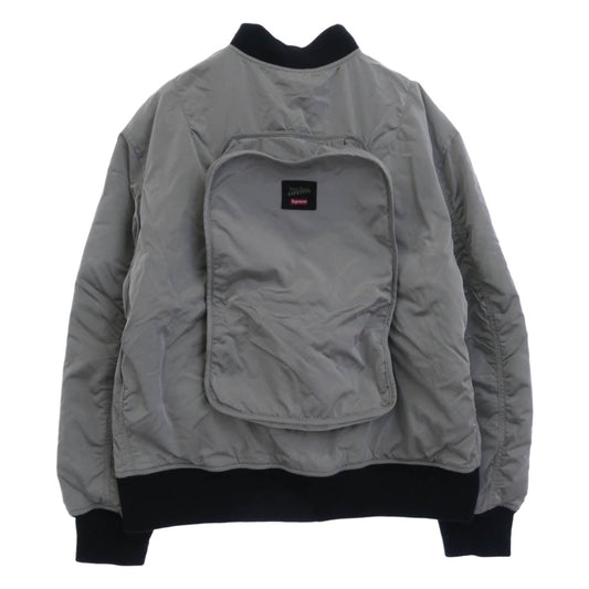 Supreme シュプリーム 19SS Reversible Backpack MA-1 リバーシブル バックパック ブルゾン ジャケット シルバー系 ブラック系 L【極上美品】【中古】