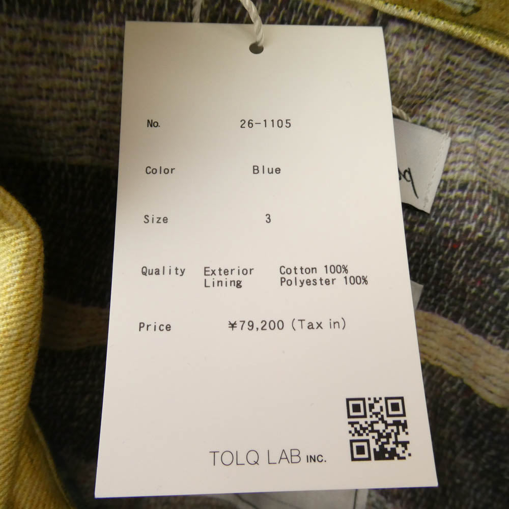 トルク 26SS 26-1105 Trompe l'oeil Denim Coveralls トロンプルイユ 転写 デニム カバーオール ジャケット インディゴブルー系 3【美品】【中古】