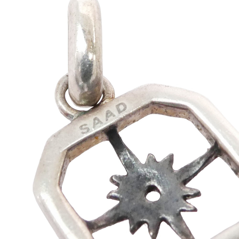 SAAD サード 太陽神 ジルコニア ストーン スクエア チャーム ペンダントトップ シルバー系【中古】